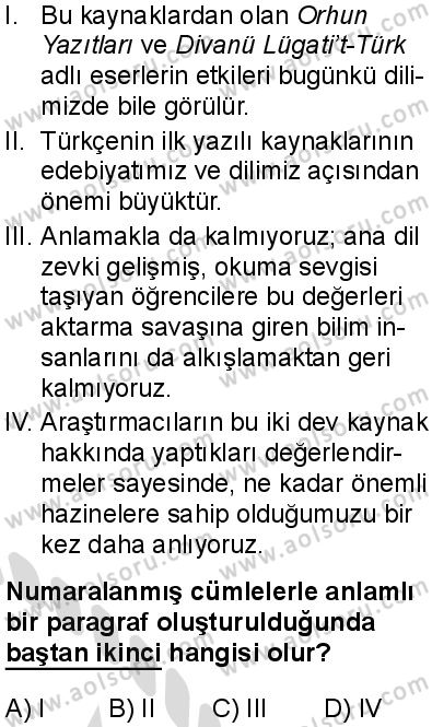 Türk Dili ve Edebiyatı 5 Dersi 2025-2026 yılı 2. Dönem sınavı 4. Soru