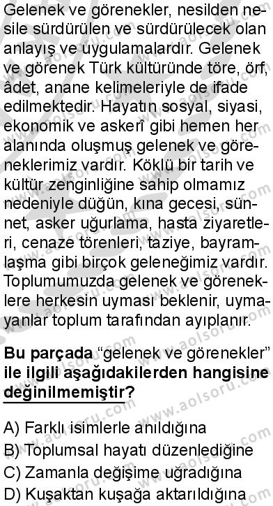 Türk Dili ve Edebiyatı 6 Dersi 2025-2026 yılı 2. Dönem sınavı 3. Soru