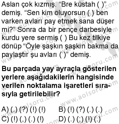 Türk Dili ve Edebiyatı 6 Dersi 2025-2026 yılı 2. Dönem sınavı 6. Soru