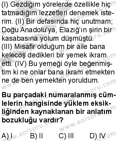 Türk Dili ve Edebiyatı 6 Dersi 2025-2026 yılı 2. Dönem sınavı 10. Soru