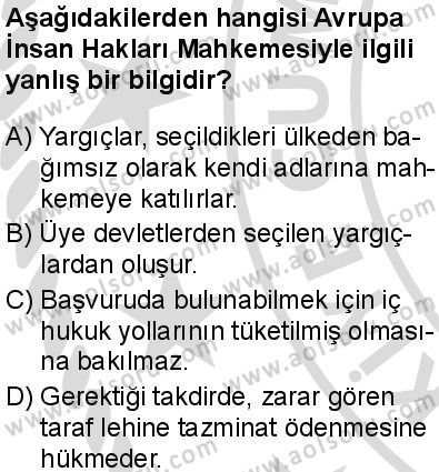 Seçmeli Demokrasi ve İnsan Hakları 2 Dersi 2025-2026 yılı 2. Dönem sınavı 3. Soru