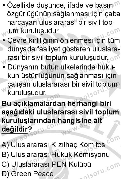 Seçmeli Demokrasi ve İnsan Hakları 2 Dersi 2025-2026 yılı 2. Dönem sınavı 6. Soru