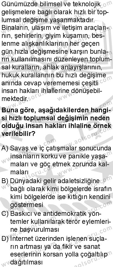 Seçmeli Demokrasi ve İnsan Hakları 2 Dersi 2025-2026 yılı 2. Dönem sınavı 7. Soru
