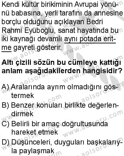 Seçmeli Türk Dili ve Edebiyatı 1 Dersi 2025-2026 yılı 2. Dönem sınavı 1. Soru