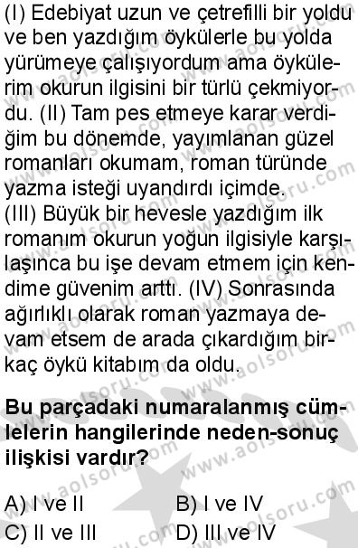 Seçmeli Türk Dili ve Edebiyatı 1 Dersi 2025-2026 yılı 2. Dönem sınavı 2. Soru