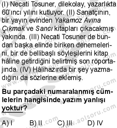 Seçmeli Türk Dili ve Edebiyatı 1 Dersi 2025-2026 yılı 2. Dönem sınavı 5. Soru