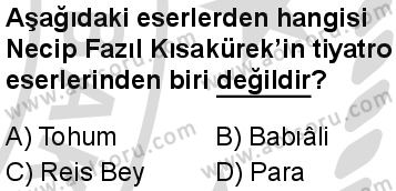 Seçmeli Türk Dili ve Edebiyatı 2 Dersi 2025-2026 yılı 2. Dönem sınavı 8. Soru