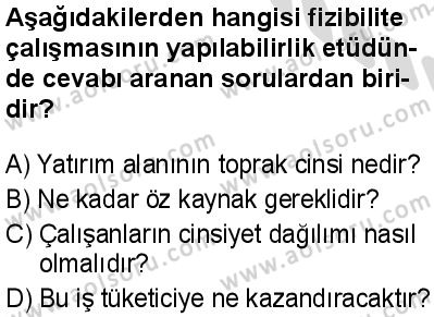 Seçmeli Girişimcilik 2 Dersi 2025-2026 yılı 2. Dönem sınavı 3. Soru