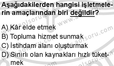 Seçmeli Girişimcilik 2 Dersi 2025-2026 yılı 2. Dönem sınavı 6. Soru