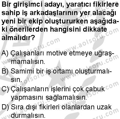 Seçmeli Girişimcilik 2 Dersi 2025-2026 yılı 2. Dönem sınavı 10. Soru